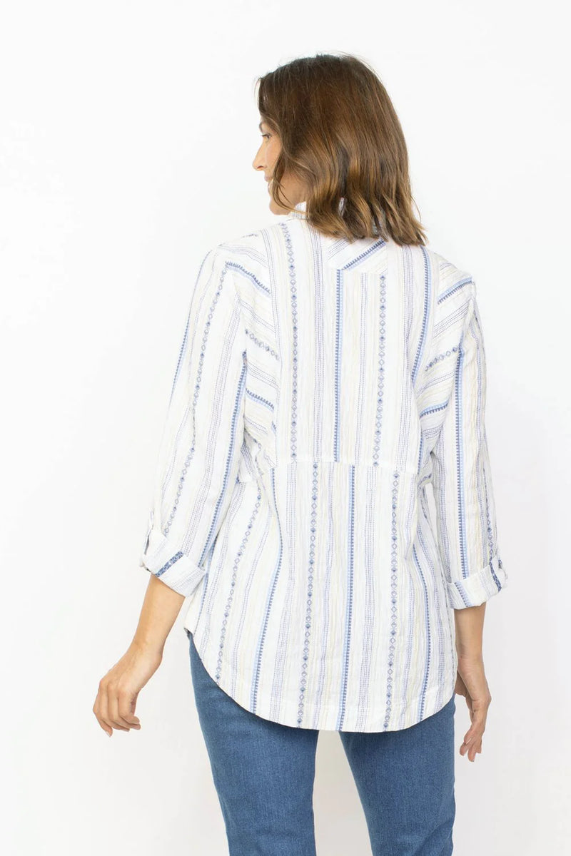 Habitat Coastal Boho Stripe Boyfriend Shirt - 46743-WT - Sizes M & XXL Only!